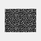 Couverture Polaire Motif de notes de musique noir et blanc (Devant (Horizontal))