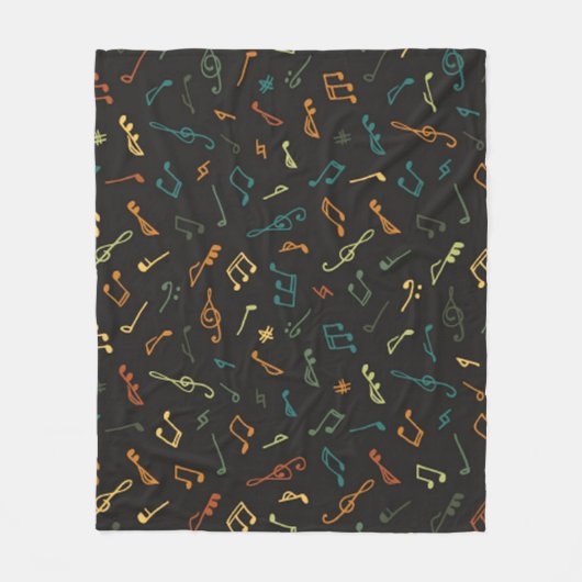 Couverture Polaire Motif de notes musicales (Devant)