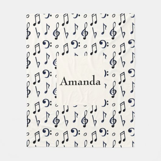 Couverture Polaire Motif de notes musicales mignonnes (Devant)