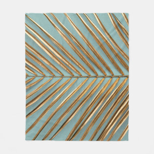 Couverture Polaire Motif de palme tropicale peint en or