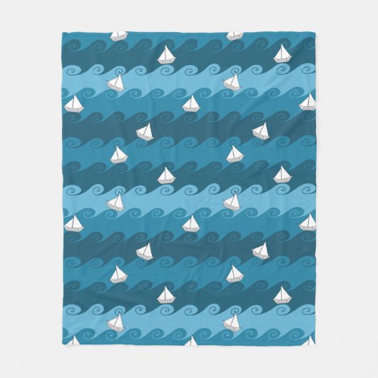Couverture Polaire Motif de papier de bateaux (Devant)
