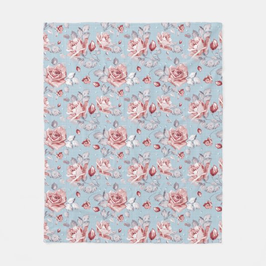 Couverture Polaire Motif de papier peint d'élégance des roses roses 2 (Devant)