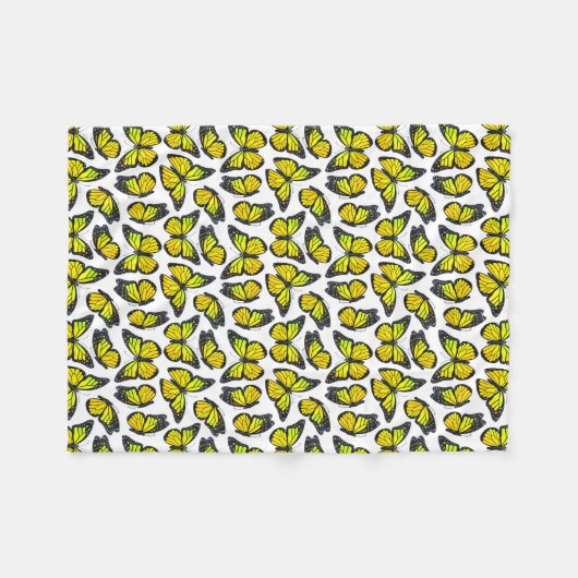 Couverture Polaire Motif de papillon jaune de monarque (Devant (Horizontal))