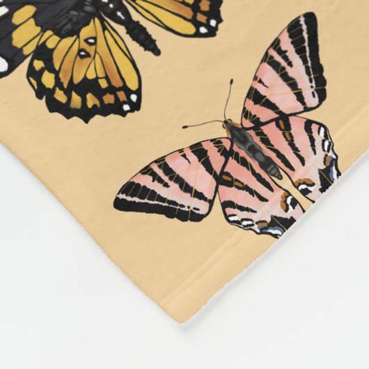 Couverture Polaire Motif de papillon orange moderne Nom des enfants (Coin)