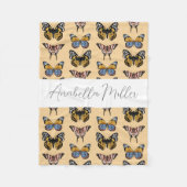 Couverture Polaire Motif de papillon orange moderne Nom des enfants (Devant)