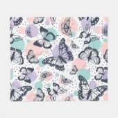 Couverture Polaire Motif de papillons colorés rétro. (Devant (Horizontal))