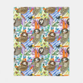 Couverture Polaire Motif de paresse d'aquarelle de bande dessinée (Devant)