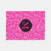 Couverture Polaire Motif de Parties scintillant rose chaud monogramme (Devant (Horizontal))