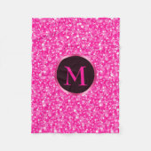 Couverture Polaire Motif de Parties scintillant rose chaud monogramme (Devant)