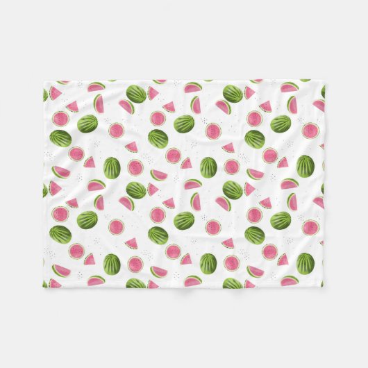 Couverture Polaire Motif de pastèque rose et vert d'été (Devant (Horizontal))