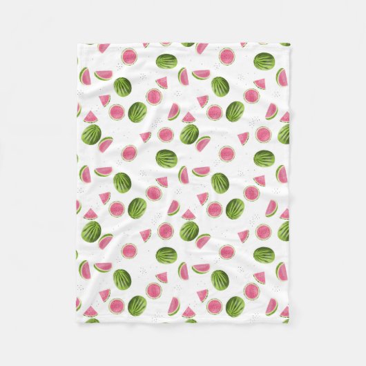 Couverture Polaire Motif de pastèque rose et vert d'été (Devant)