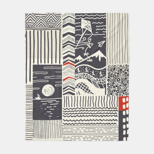 Couverture Polaire Motif de patchwork sans couture de doodles abstrai (Devant)