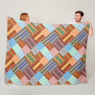 Couverture Polaire Motif de patchwork tribal confortable