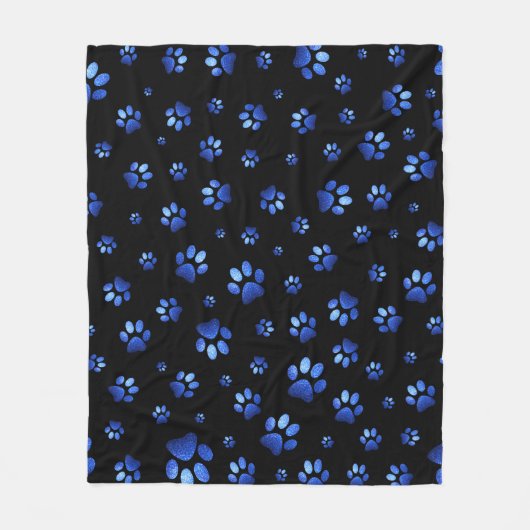 Couverture Polaire Motif de patte de chien de parties scintillant ble (Devant)