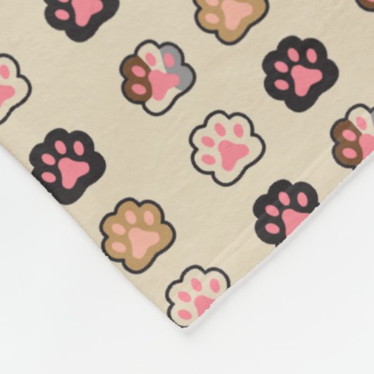 Couverture Polaire Motif de pattes de chat (Coin)