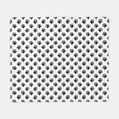 Couverture Polaire Motif de pattes noires sur blanc (Devant (Horizontal))