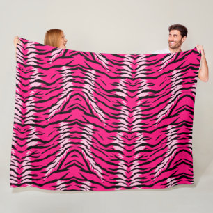 Couverture Polaire Motif de peau d'animal Tigre Rose