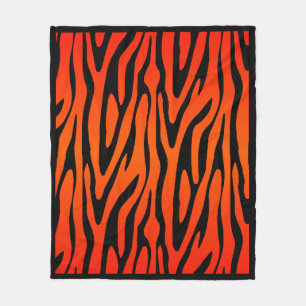 Couverture Polaire Motif de peau de zèbre orange et noir