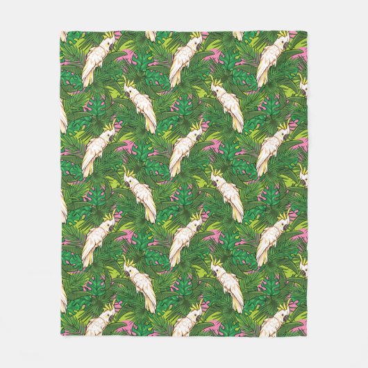 Couverture Polaire Motif de perroquets avec Feuilles de palme (Devant)
