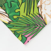 Couverture Polaire Motif de perroquets avec Feuilles de palme (Coin)
