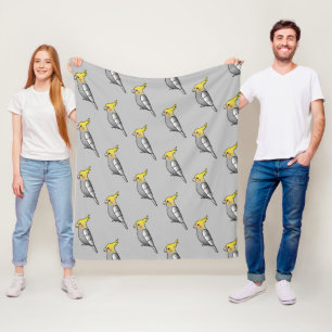 Couverture Polaire Motif de perroquets gris dessin animé mignon
