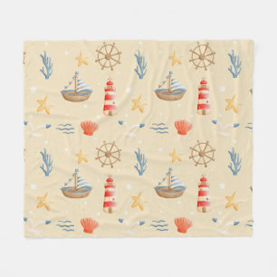 Couverture Polaire Motif de phare Boho Nautical Boat