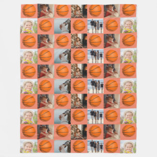 Couverture Polaire Motif de photo collage de famille de basketball Or