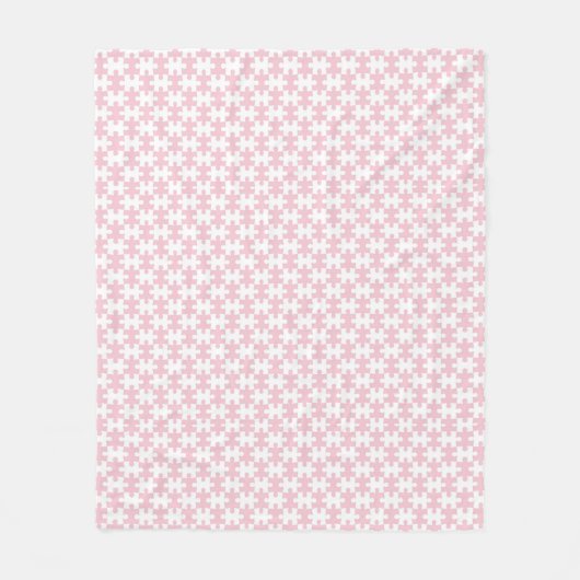 Couverture Polaire Motif de pièce de puzzle rose clair et blanc (Devant)