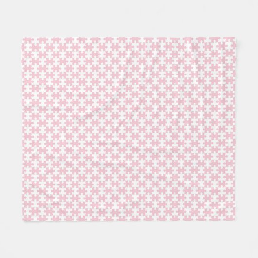 Couverture Polaire Motif de pièce de puzzle rose clair et blanc (Devant (Horizontal))