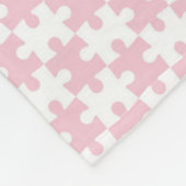 Couverture Polaire Motif de pièce de puzzle rose clair et blanc (Coin)