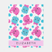 Couverture Polaire Motif de pieuvre, Pieuvre mignonne, Mer, Votre Nom (Devant)