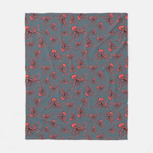 Couverture Polaire Motif de pieuvre sournois (Devant)