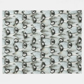 Couverture Polaire Motif de pingouin aquarelle (Devant (Horizontal))