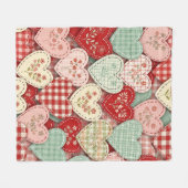 Couverture Polaire Motif de pique-nique Cœurs Patchwork Rustique (3) (Devant (Horizontal))