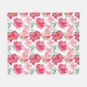 Couverture Polaire Motif de pivoine d'aquarelle (Devant (Horizontal))
