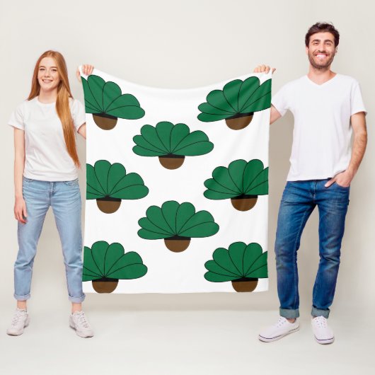 Couverture Polaire Motif de plantes vertes en pot (En situation)