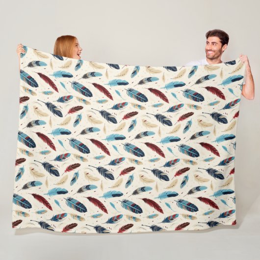 Couverture Polaire Motif de plume amérindien du sud-ouest (En situation)