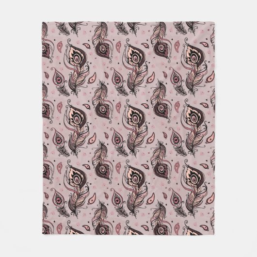 Couverture Polaire Motif de plume de paon (Devant)