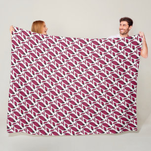 Couverture Polaire Motif de plume rose vibrant