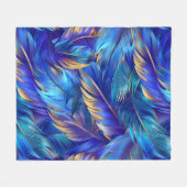 Couverture Polaire Motif de plumes d'or bleu chic (Devant (Horizontal))