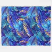 Couverture Polaire Motif de plumes d'or bleu chic (Devant (Horizontal))