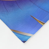 Couverture Polaire Motif de plumes d'or bleu chic (Coin)