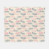 Couverture Polaire Motif De Plumes Ethniques Rose Et Violet (Devant (Horizontal))