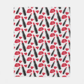 Couverture Polaire Motif de point de polka de rouge à lèvres et de (Devant)