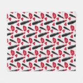 Couverture Polaire Motif de point de polka de rouge à lèvres et de (Devant (Horizontal))