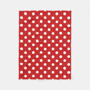 Couverture Polaire Motif de point rouge et blanc de polka