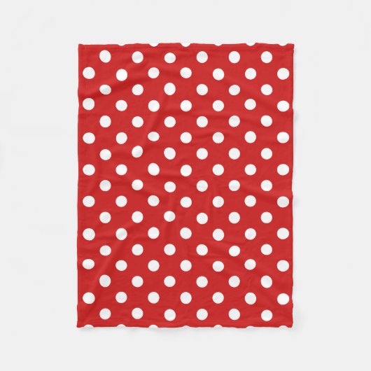 Couverture Polaire Motif de point rouge et blanc de polka (Devant)