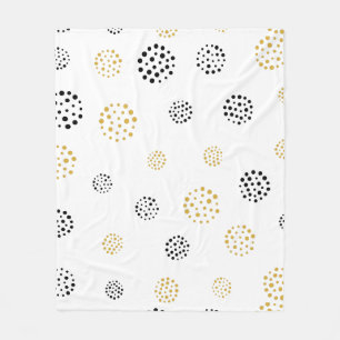 Couverture Polaire Motif de points abstraits noir et or