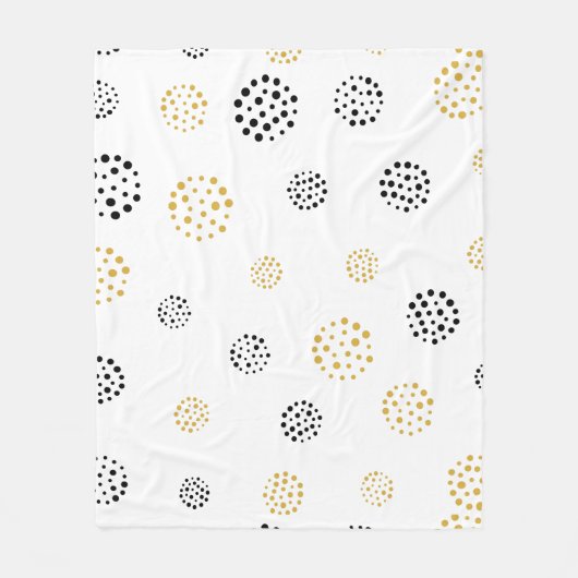 Couverture Polaire Motif de points abstraits noir et or (Devant)
