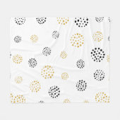 Couverture Polaire Motif de points abstraits noir et or (Devant (Horizontal))
